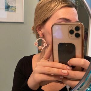 Pink flower earrings